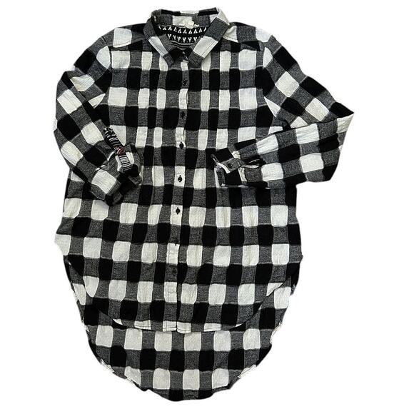 Hem & Thread Gingham Flannel Button Down Oversized Shirt Large - Picture 1 of 6